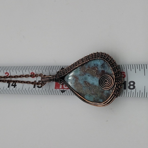 1260- Larimar Natural Stone Wire Wrapped Pendant Handmade NWT - Picture 7 of 8